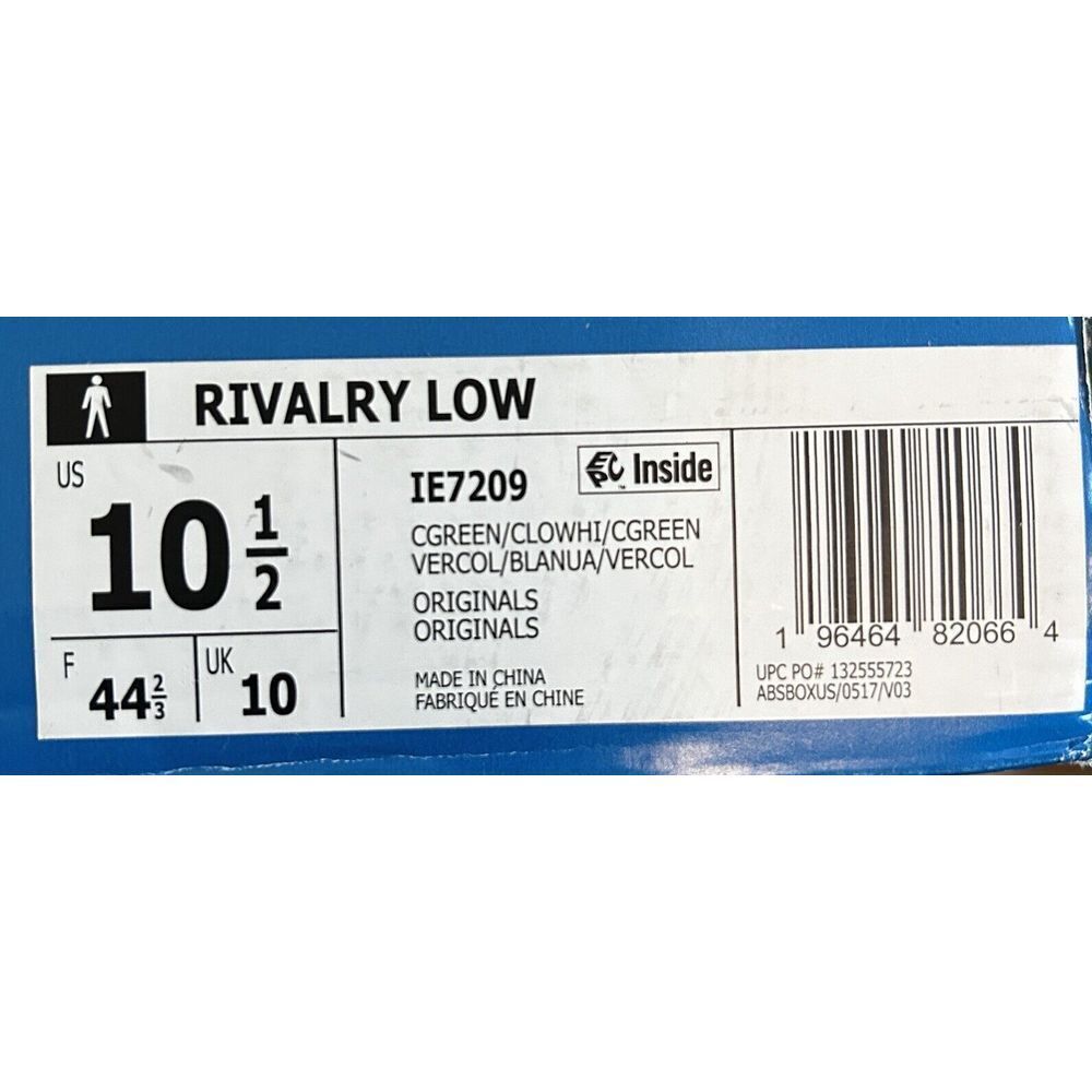 Size 10.5 - adidas Rivalry Low Sneakers Collegiate Green New - Picture 12 of 13